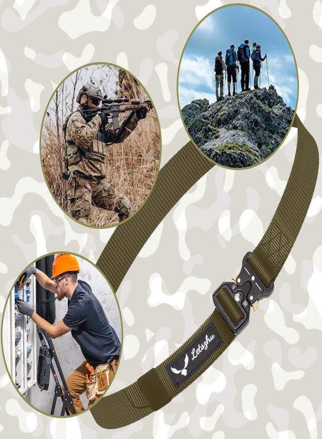 حزام Letszhu التكتيكي، حزام من النايلون بعرض 1.5 بوصة مزود بإبزيم سريع الفتح وخطاف MOLLE للاستخدام اليومي، والاستخدامات العسكرية، والمشي لمسافات طويلة، وأعمال التجهيز (لون أخضر عسكري) - Image 4